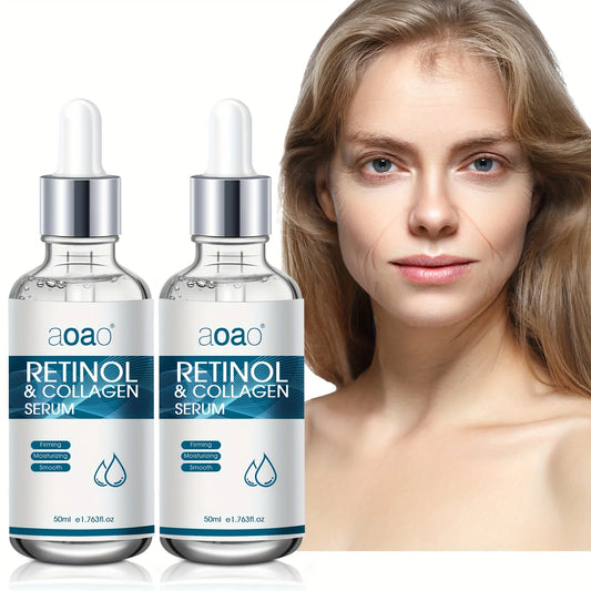 50ml*2 Collagen & Retinol Face Serum - Hydrating Serum With Hyaluronic Acid And Vitamin E For Firming And Smoothing Fine Lines Skin Care