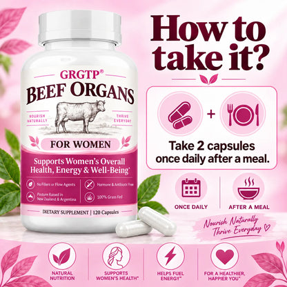 Beef Organs Supplement - Hormone Balance, Supports Women's Overall Health, Energy & Wellbeing, Promote Cellular Energy,Vitality
