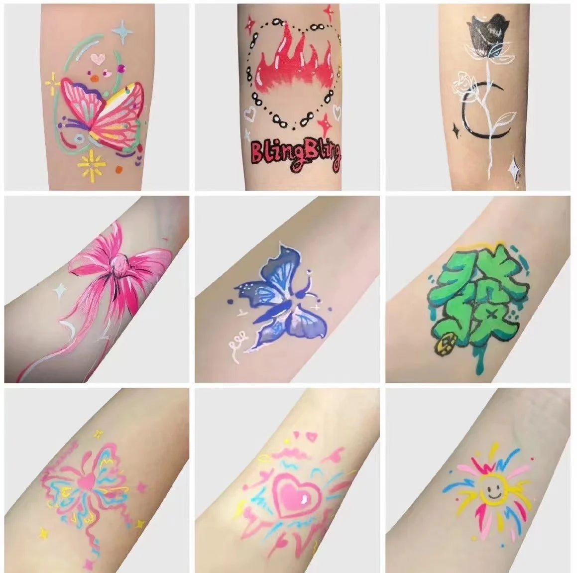 Professional Body Art 12 Colors Pastel Neon UV Color Rainbow Split Cake Face Paint Palette for Halloween Christmas