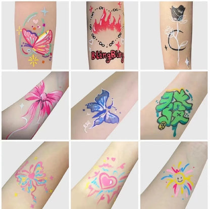 Professional Body Art 12 Colors Pastel Neon UV Color Rainbow Split Cake Face Paint Palette for Halloween Christmas