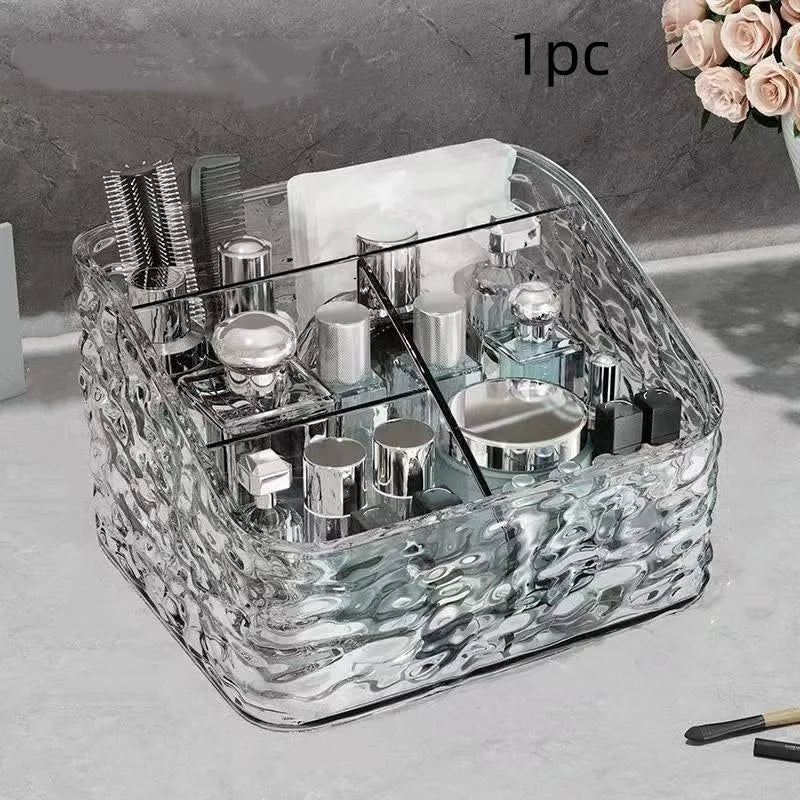 1Pc/Transparent Acrylic Cosmetics Storage Box Desktop Compartment Organizer Box Trapezoidal Cosmetics Storage