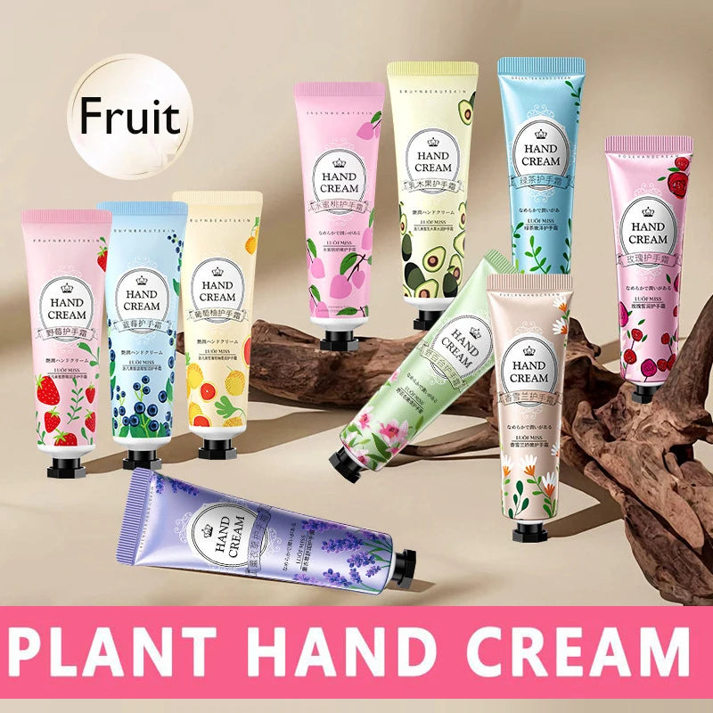 Plant Fruit Hand Cream 30g Natural Fragrance Moisturizing Hand Lotion for Dry Cracked Hands, Deep Repair Smooth Hand Care Cream