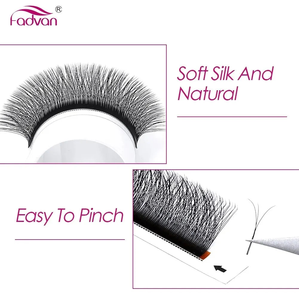 FADVAN 4D W Shaped C/D Curl Eyelash Extension Premade Volume Fans Soft Gradient Mink Easy Embellish Natural False Eyelashes