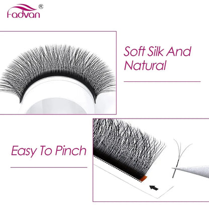 FADVAN 4D W Shaped C/D Curl Eyelash Extension Premade Volume Fans Soft Gradient Mink Easy Embellish Natural False Eyelashes