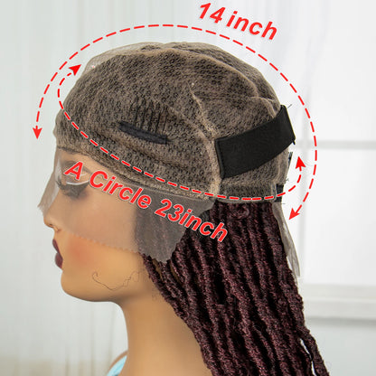 24Inch Full Lace Locs Braided Wigs with Baby Hair Lace Frontal Synthetic Braids Wigs for Black Women Natural HD Lace Braids Wigs