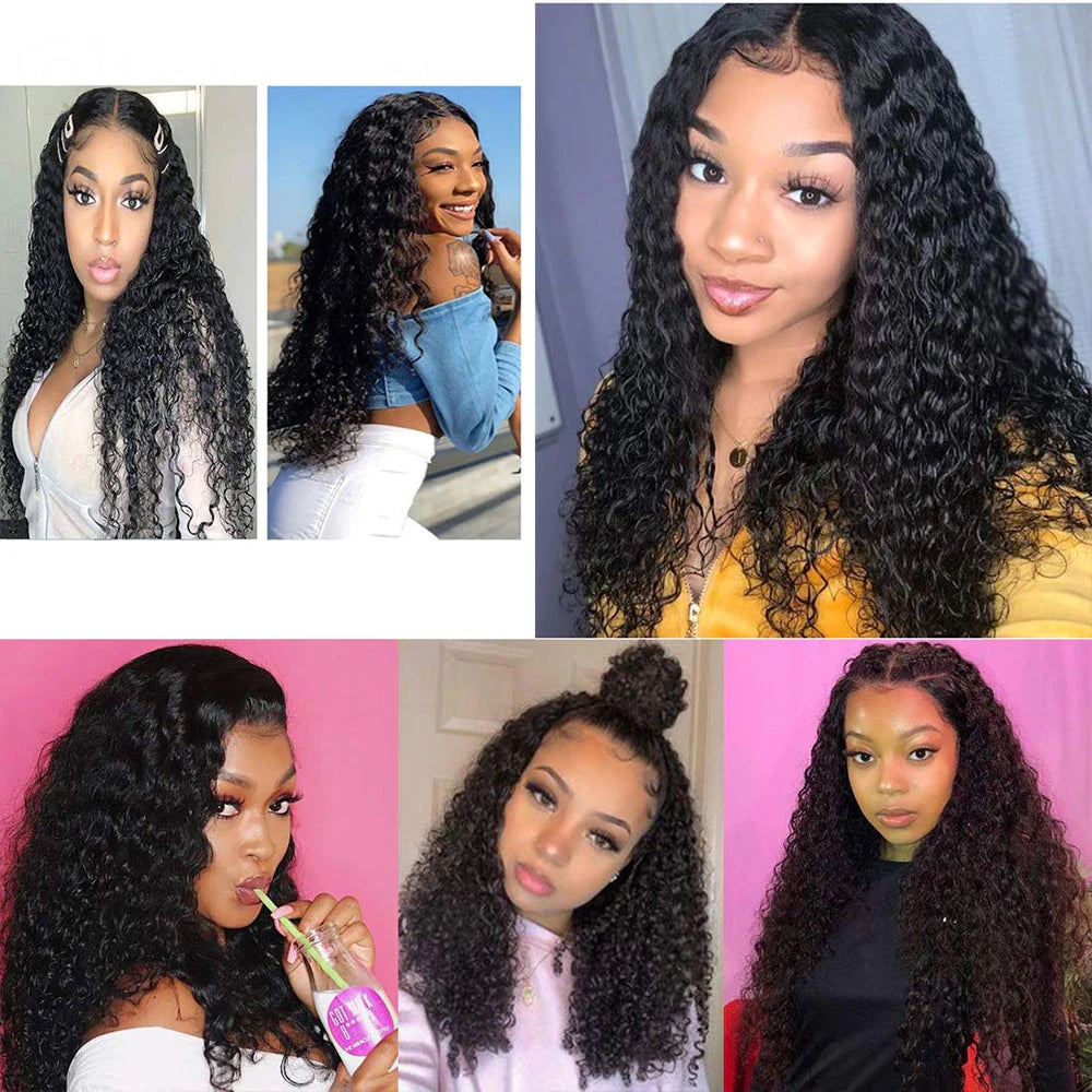 Peruvian Water Wave Human Hair Wigs 13x4 Transparent Lace Front Wig Pre Plucked Virgin Hair 4x4 Lace Closure Wig For Black Women