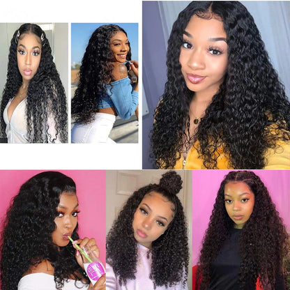 Peruvian Water Wave Human Hair Wigs 13x4 Transparent Lace Front Wig Pre Plucked Virgin Hair 4x4 Lace Closure Wig For Black Women