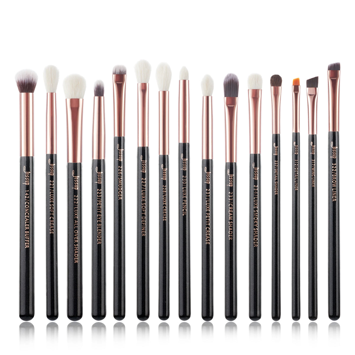 Jessup Makeup Brushes Set 10-25pcs Foundation Powder Eyeshadow Liner Brush Blending Highlighter Brocha Maquillaje RoseGold/Black