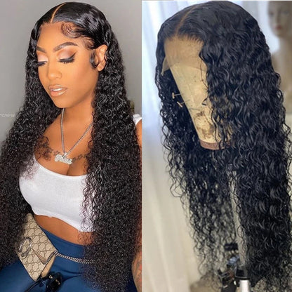 Peruvian Water Wave Human Hair Wigs 13x4 Transparent Lace Front Wig Pre Plucked Virgin Hair 4x4 Lace Closure Wig For Black Women