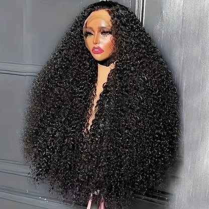 250% 13x6 HD Lace Front Wig Pre Plucked Pre Bleached Transparent Lace Frontal Wig with Baby Hair Deep Curly Wave Human Hair Wigs