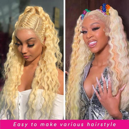 Blonde Wig Human Hair Deep Wave 13x6 Hd Lace Frontal Wig 250 Density Brazilian Front Wigs Pre Plucked 613 Curly Human Hair Wigs